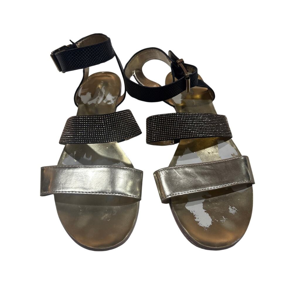 Arturo Chiang black and gold strappy heeled sandals